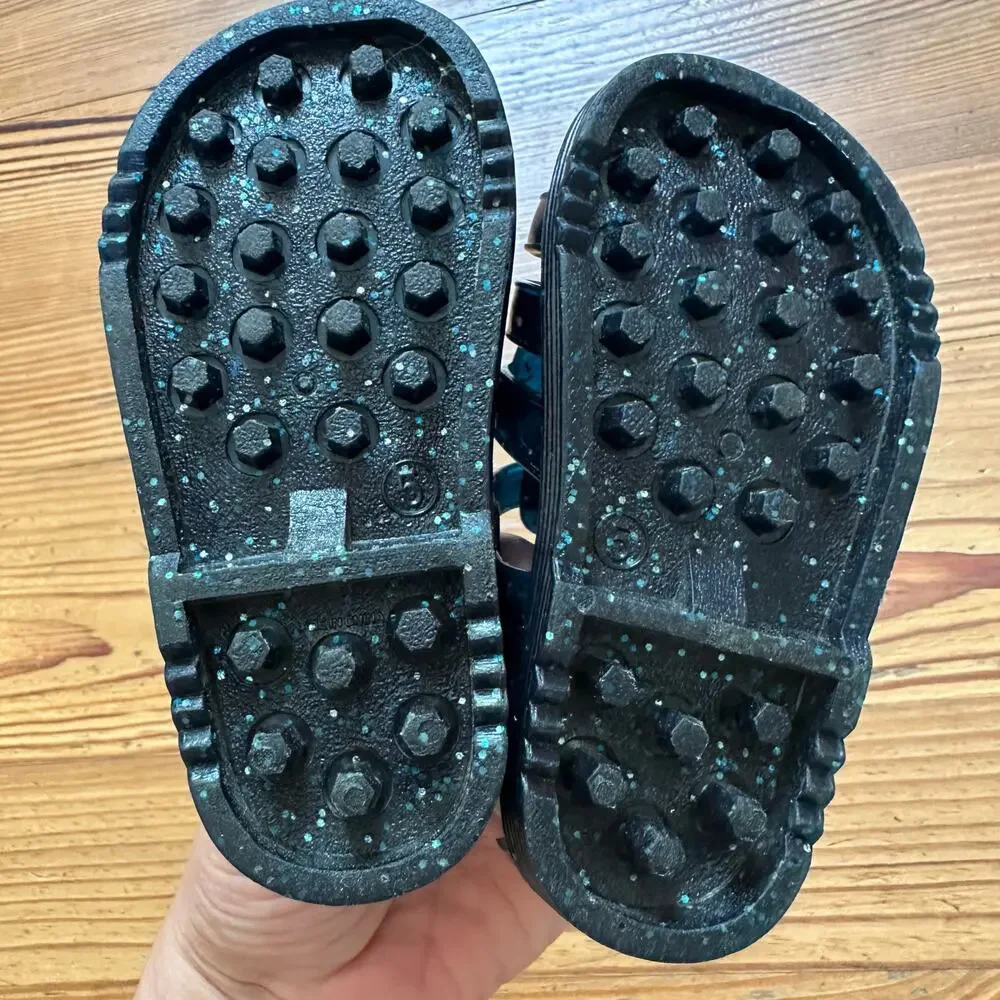 NWOT‎ Gap dark blue glitter sparker bucket jelly sandals SIZE 5